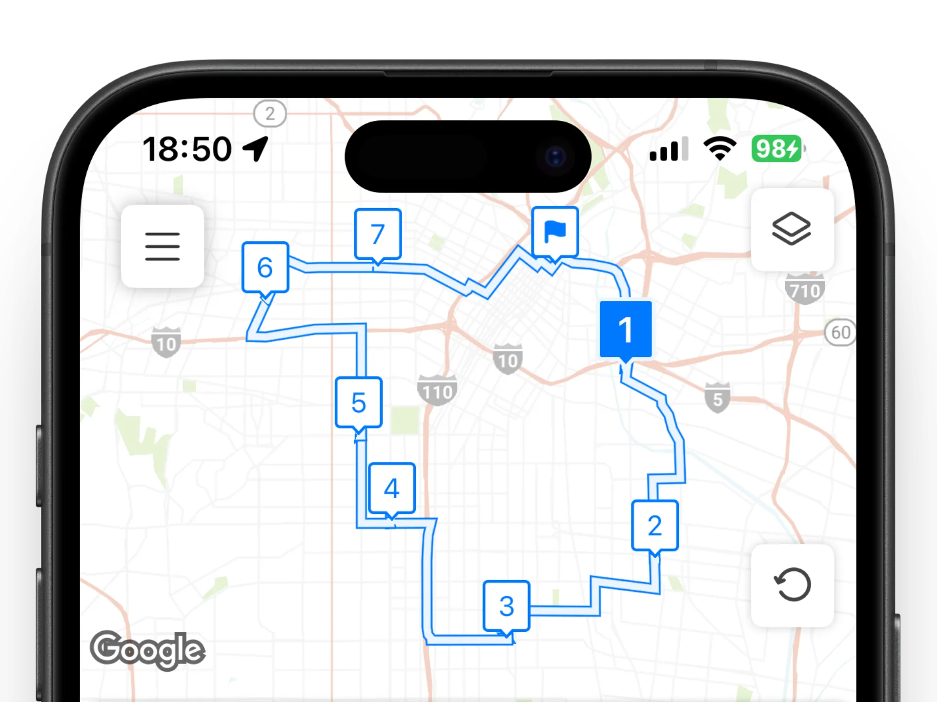 Loop route planner mobile app preview